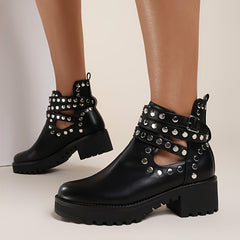 Women's Ankle Boots Cut Out Rivet Booties