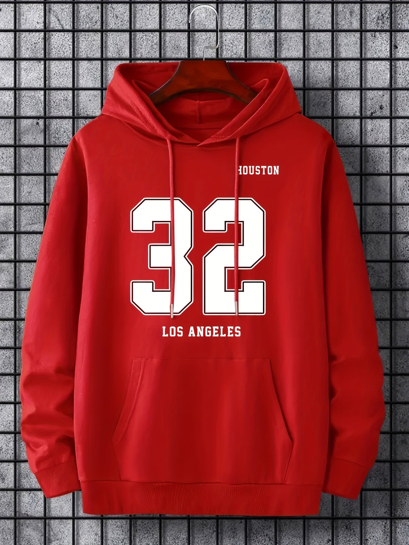 Number 32 Print Hoodie For Men Casual Graphic Pullover Hooded Sweatshirt