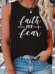 Art Letter Print Tank Top Women's Plus
