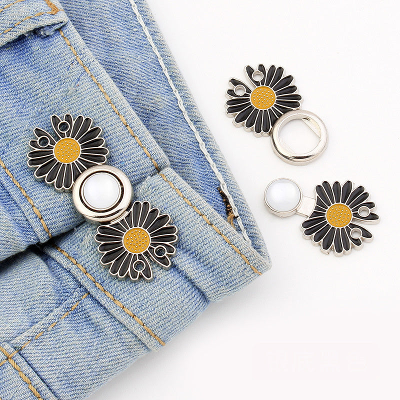 2pcs Daisy Pants Waist Buckle Elastic Adjust DIY Button Pin Sewing Supplies