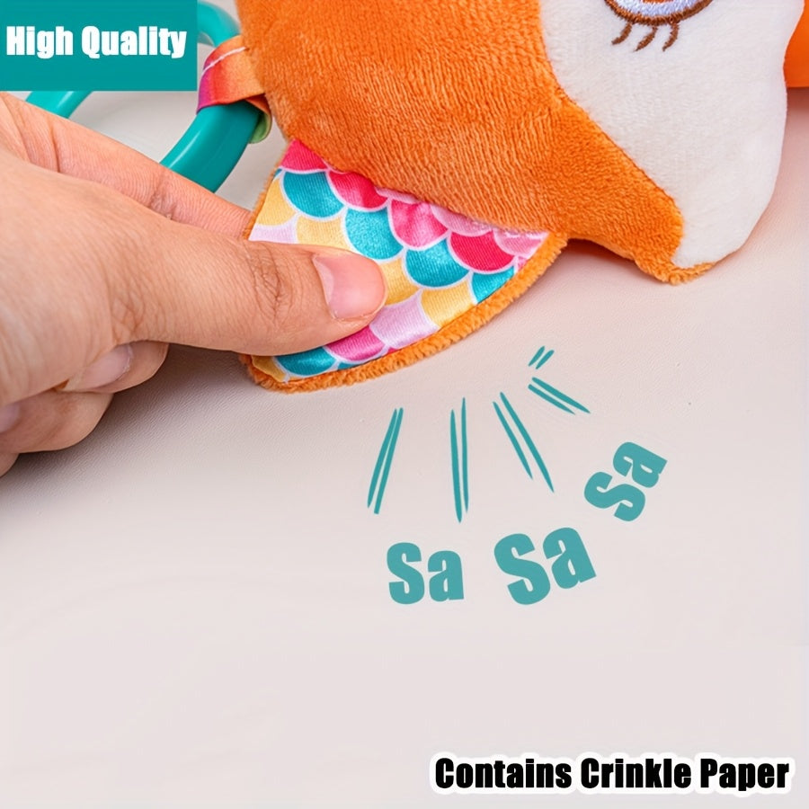 Car Seat Toys for Youngsters 0-6 Months Rattle Crinkle Plush Doll Sensory Toys