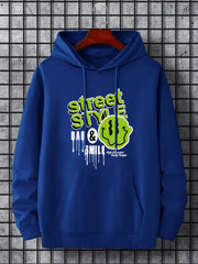 Men's Street Style Print Hoodie Drawstring Hooded Sweatshirt