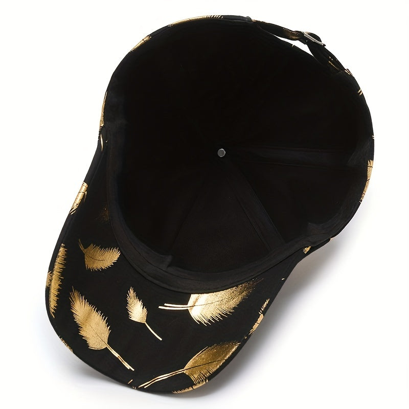 Unisex Sunshade Baseball Cap Bronzing Feather Pattern