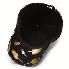 Unisex Sunshade Baseball Cap Bronzing Feather Pattern
