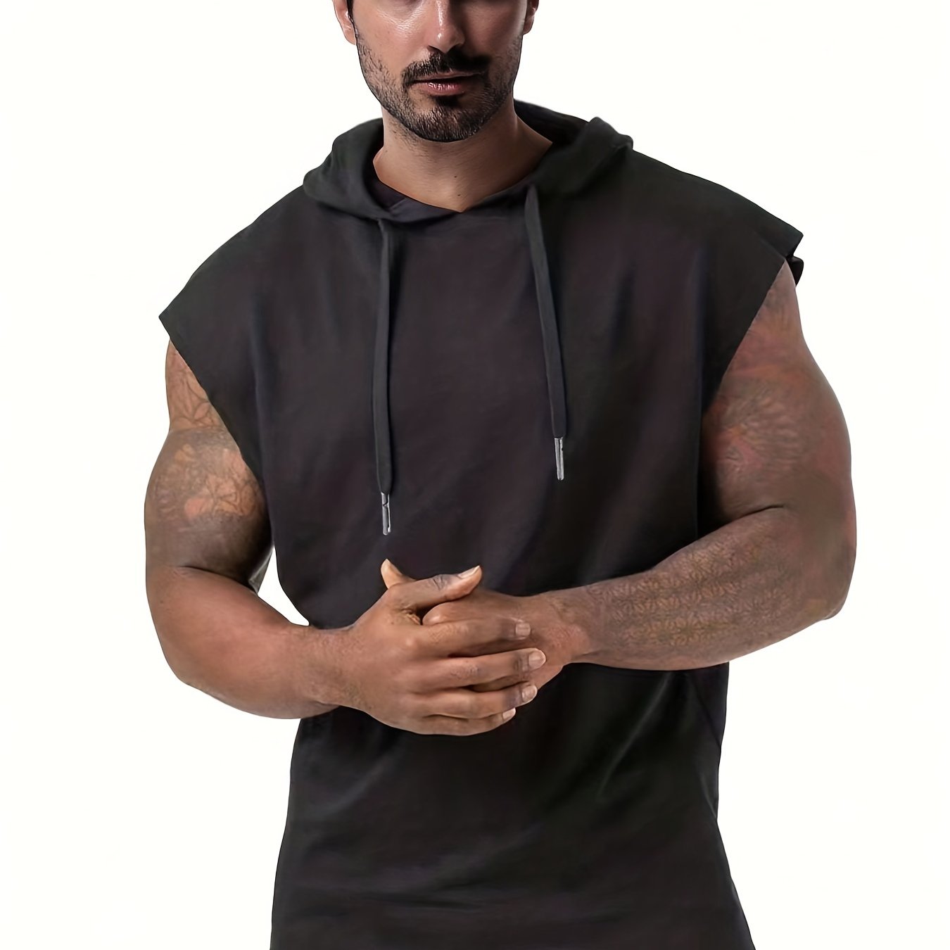 Men's Sleeveless Hoodie Tank Top for Outdoor Workout