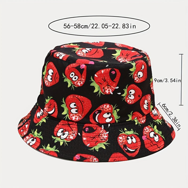 Fruit Print Bucket Hat Summer Sunscreen Fisherman Cap for Women