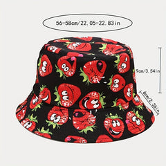 Fruit Print Bucket Hat Summer Sunscreen Fisherman Cap for Women