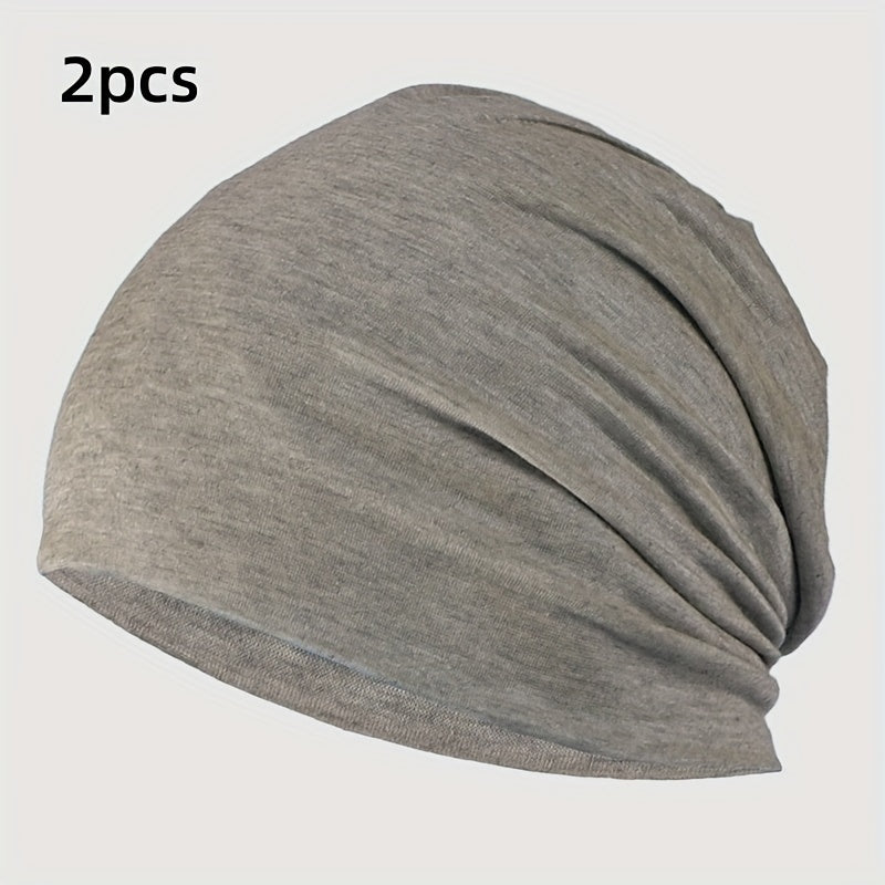 2pcs Beanie Hat Slouch Hat Knitted Hat For Men & Women Solid Cap