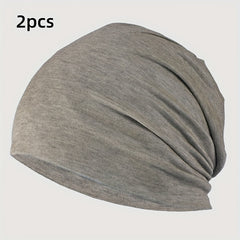 2pcs Beanie Hat Slouch Hat Knitted Hat For Men & Women Solid Cap
