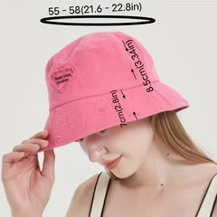 Heart Patch Pink Bucket Hat Washed Casual Lightweight Outdoor Fisherman Cap