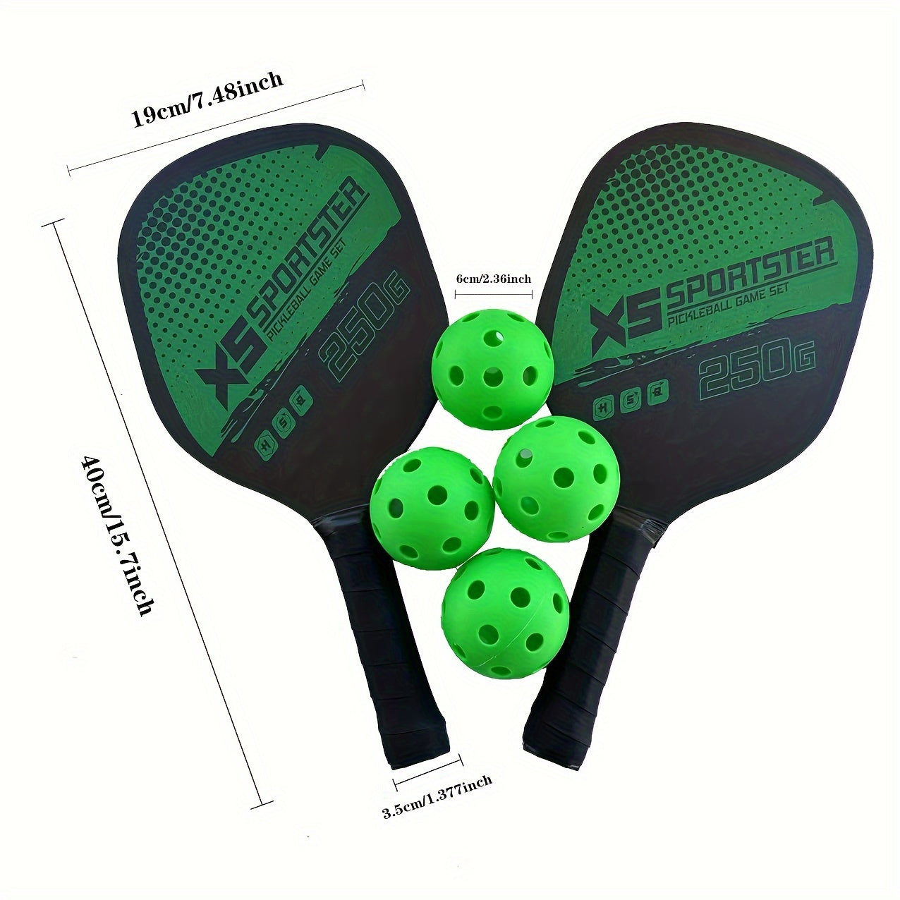 Pickleball Paddles Set 2 Rackets 4 Balls & Storage Bag