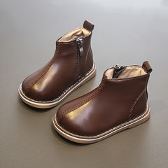 Cozy Fleece Baby Girls Boots with Zipper for Indoor Outdoor Travel