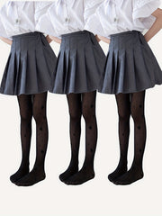 3pcs Girls' Pantyhose Leggings Butterfly Jacquard Slim Footed Legging