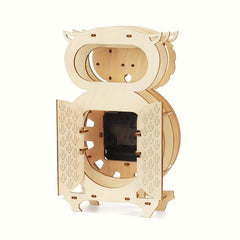 3D Vintage Owl Wooden Puzzle Clock DIY Model High Difficulty Assembly
