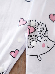 Baby Girls Hedgehog Graphic Print Romper Jumpsuit