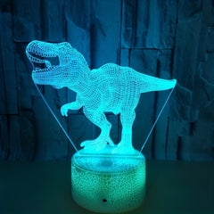 Dinosaur Toy 16 Colors 3D Illusion Bedside Lamp T Rex Nightlight Kids Gift