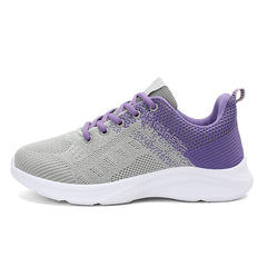 Women's Mesh Lace Up Running Shoes Lightweight Two Tone Sneakers