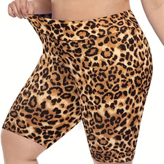 Leopard Print High Rise Skinny Fitness Shorts
