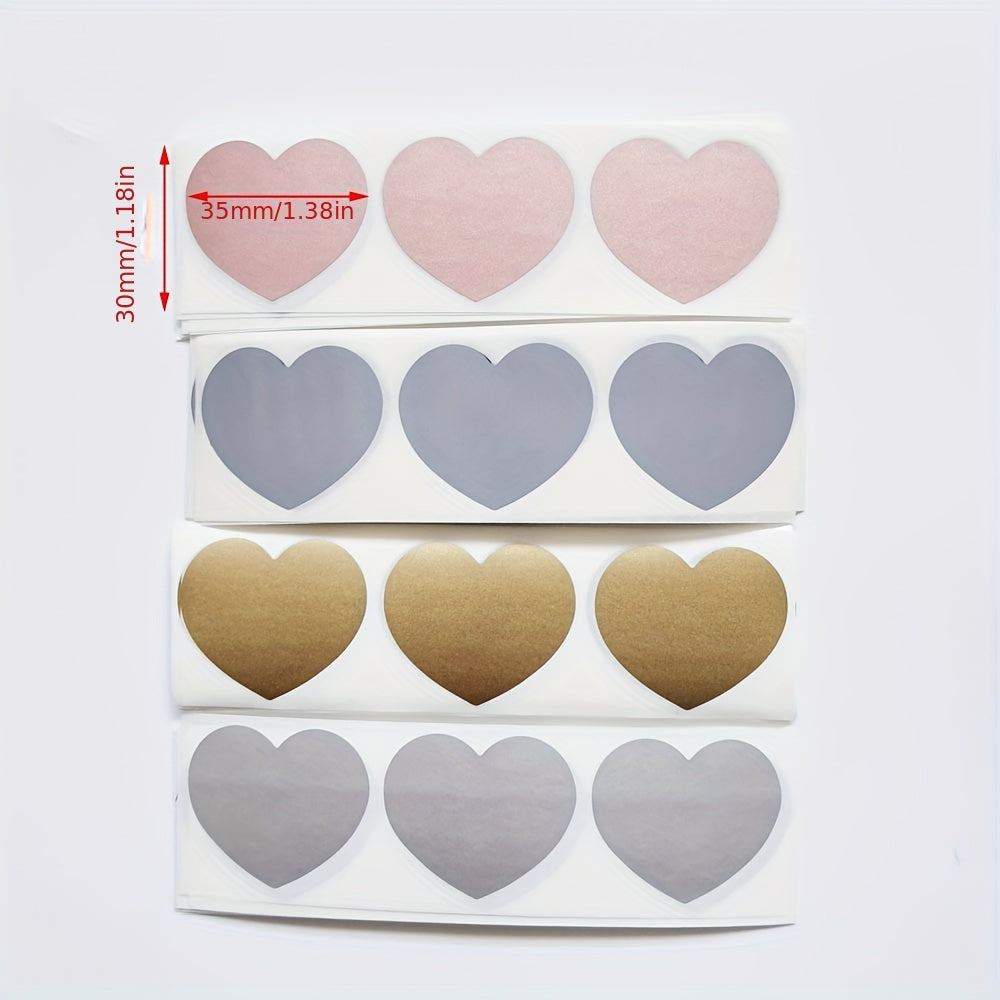 100pcs Heart Shape Scratch Off Stickers Gold Silver Gray Rose Color