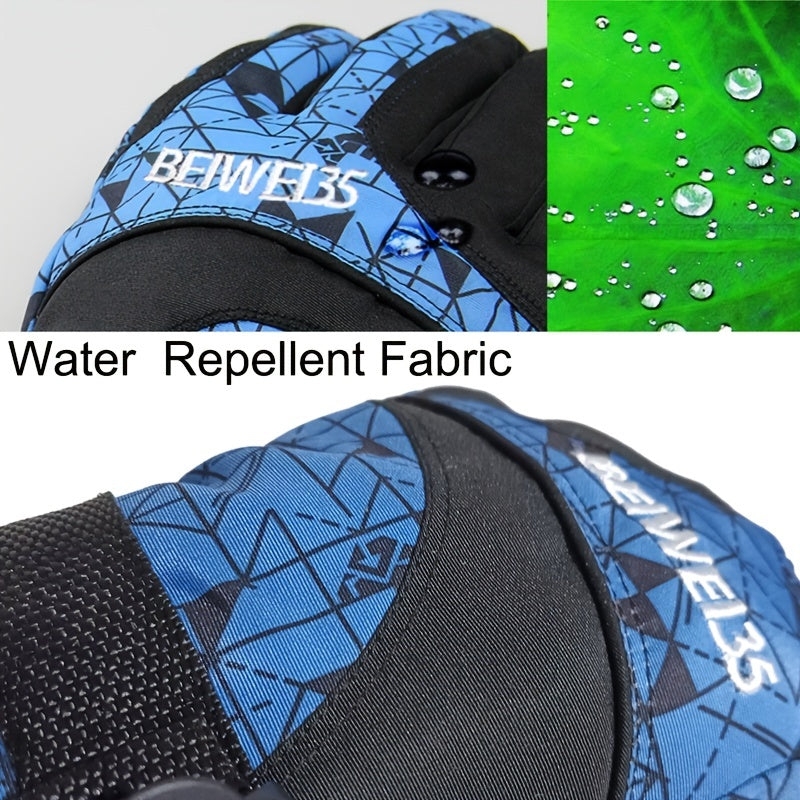 Men's Windproof Thermal Ski Gloves for Outdoor Activities