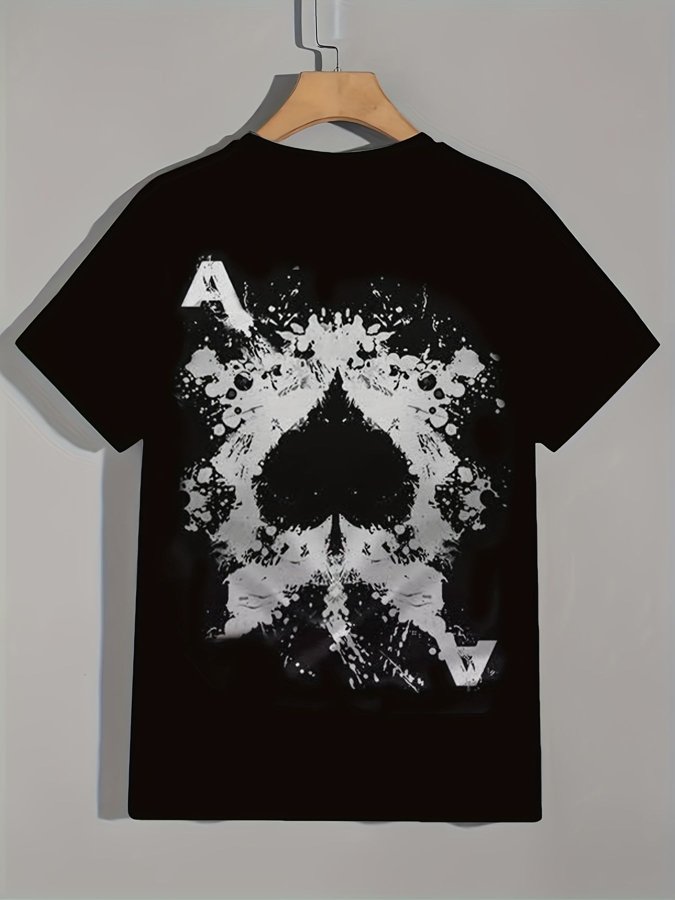 Poker Spade Pattern Men's Short Sleeve Graphic Tee