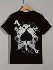 Poker Spade Pattern Men's Short Sleeve Graphic Tee