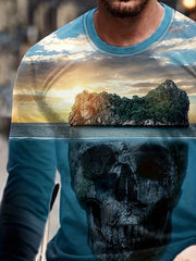 Skull Stone 3D Print Men's Long Sleeve Tee - Autumn Fashion