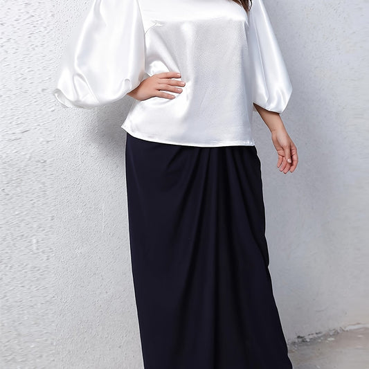 2-Piece Set: Lantern Sleeve Top & Maxi Skirt