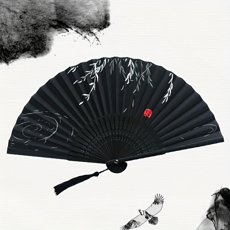 1pc Folding Fan Bamboo Ancient Style Fan Chinese Style Small Fan Gift For Men