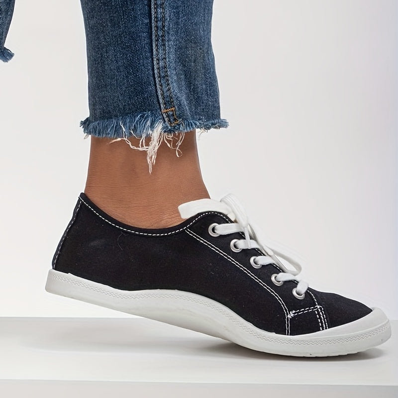 Women's Classic Canvas Shoes Casual Lace Up Low Top Shoes Lightweight