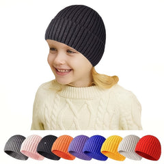 Kids' Windproof Wool Knit Beanie Hat with Ear Protection