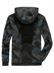Men's Camo Winter Jacket Zipper Hooded Windproof Sporty Coat