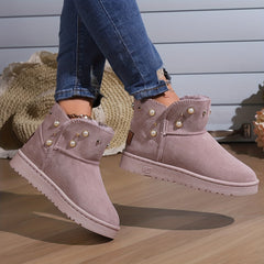 Women's Non-slip Medium Tube Snow Shoes Warm Thick Bottom Ankle Shoes