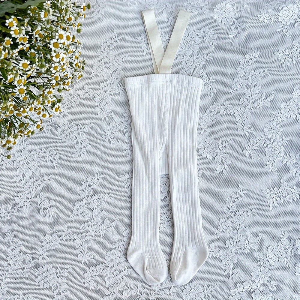 Baby Girls Plain Suspender Pantyhose Comfortable Socks For Kids