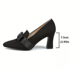 Women's Bowknot Slip-On Cone Heel Shoes