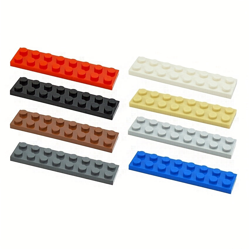 44pcs 2x8 Thin Brick Building Blocks ABS Red Brown Gray Beige Light DIY