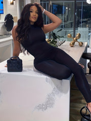 Women's Round Neck Sleeveless Yoga Jumpsuit
