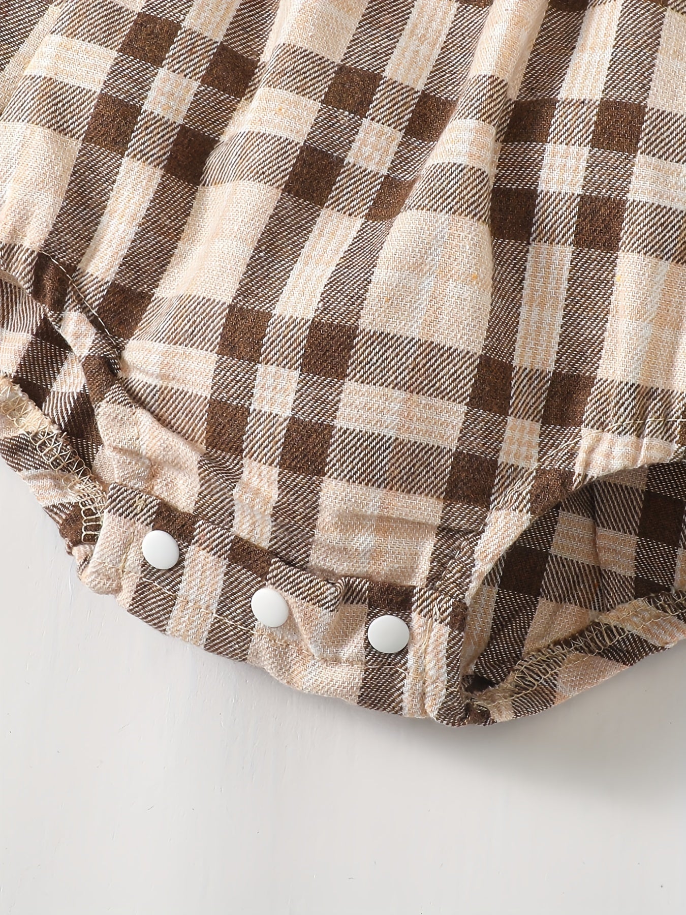 Baby Girls Bow Plaid Long Sleeve Cotton Creeper Romper