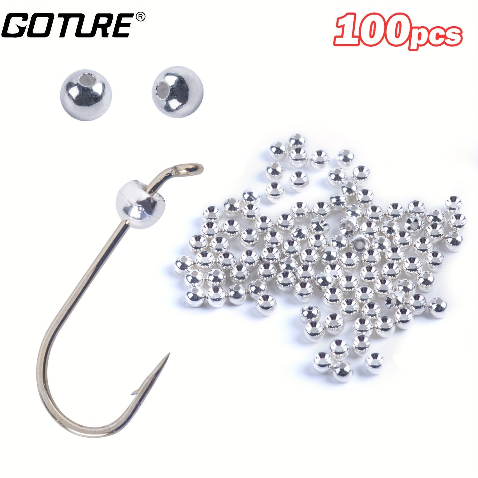 100pcs High Tungsten Fly Tying Beads Silvery Fishing Tackle