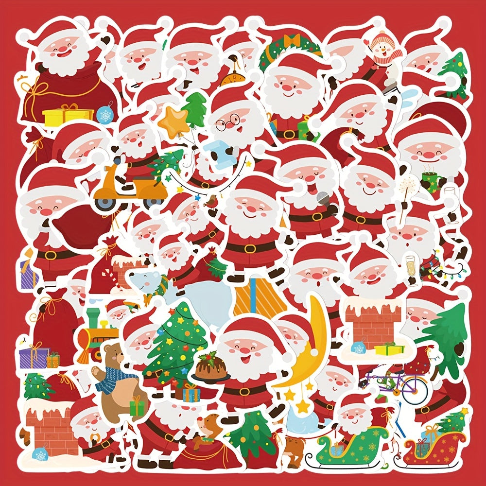 50pcs Santa Stickers Waterproof Christmas Gift for Laptop Journal Computer
