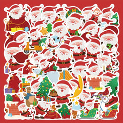 50pcs Santa Stickers Waterproof Christmas Gift for Laptop Journal Computer