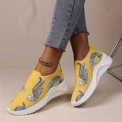Leopard Print Slip On Low Top Sock Shoes