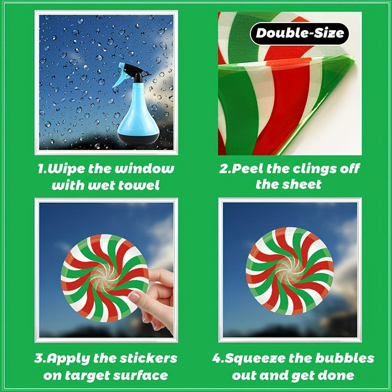 81pcs Christmas Red Green Candy Window Stickers