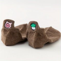 Animal Embroidery Socks Lightweight Ankle Stockings