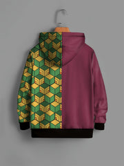 3D Cubes Stitching Print Kid's Hoodie Unisex Pullover