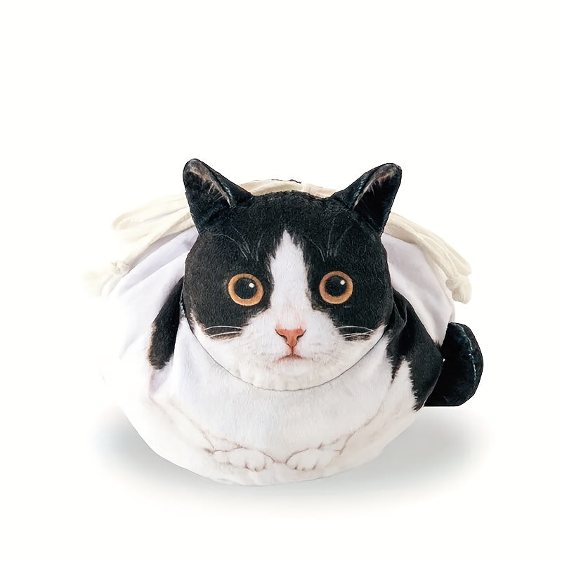 Plush 3D Cat Cosmetic Bag Travel Organizer Drawstring Closure