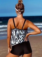 Striped Tankini Set Cami Top & Shorts Swimsuit 2 Piece Set