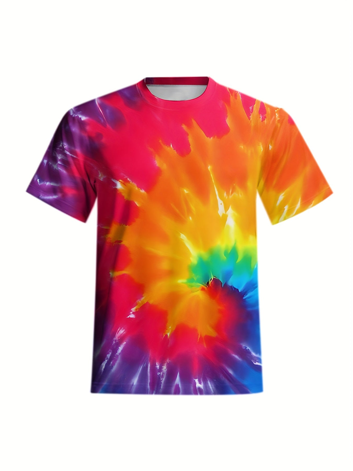 Men's Tie Dye T Shirt Active Stretch Tee for Summer Outdoor Sports