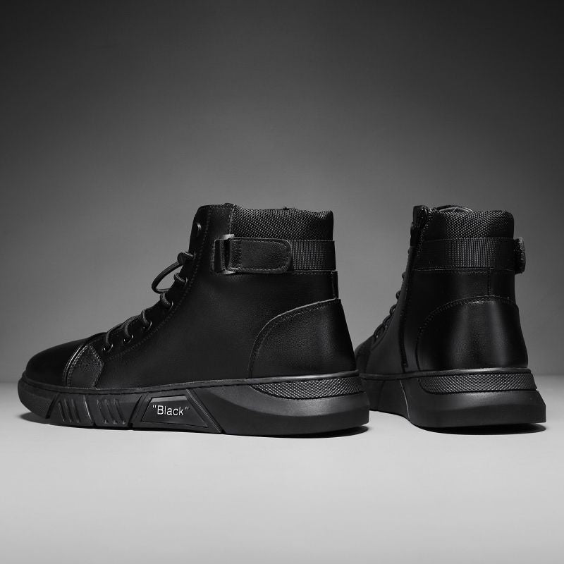 Men's Lace-up Elevator Ankle Boots with Side Zipper