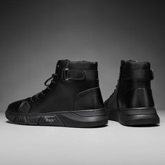 Men's Lace-up Elevator Ankle Boots with Side Zipper